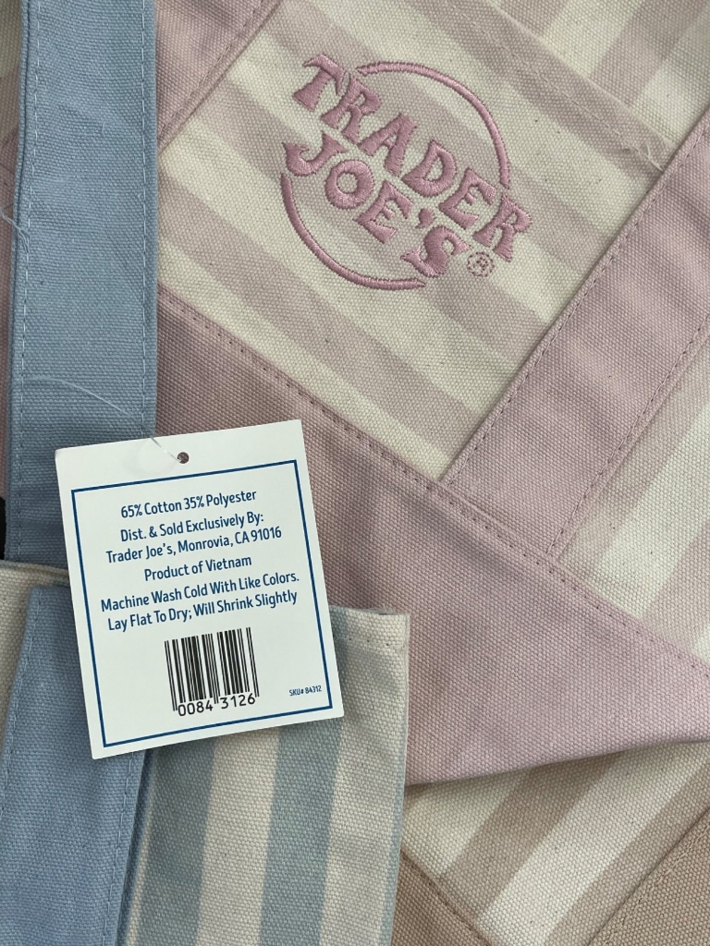 NWT VIRAL Trader Joe's Striped Canvas Mini Totes ~ SET OF 4 Summer 2026 - Picture 2 of 4